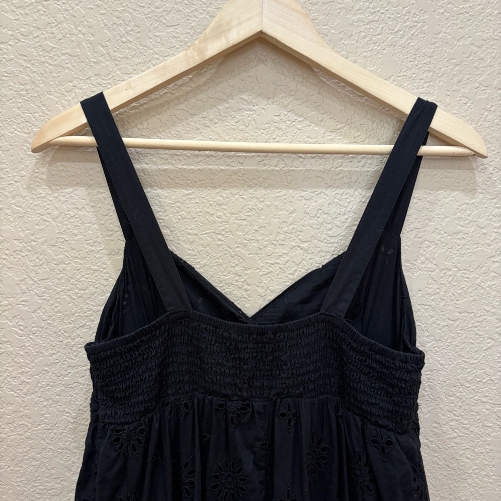 Zara Black Openwork Eyelet Embroidery Dress Size Medium - Picture 12 of 15